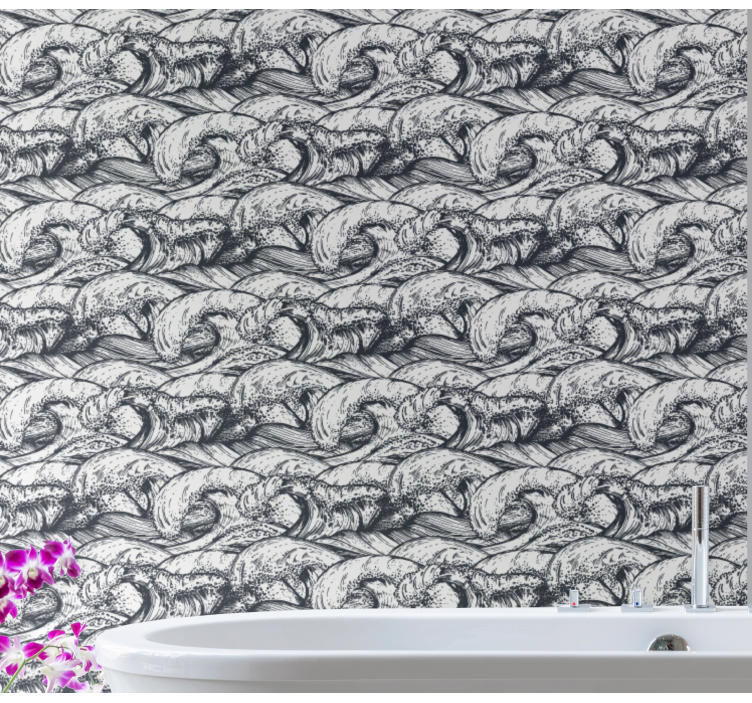 Papel de parede natureza padrão de ondas do oceano - TenStickers