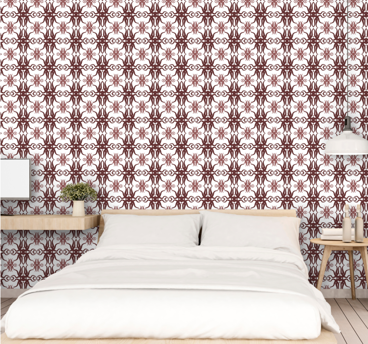 papel de parede ornamental design vermelho elegante - TenStickers