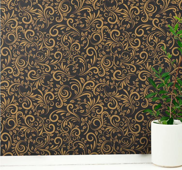 papel de parede ornamental elegantes pergaminhos de folhagem - TenStickers