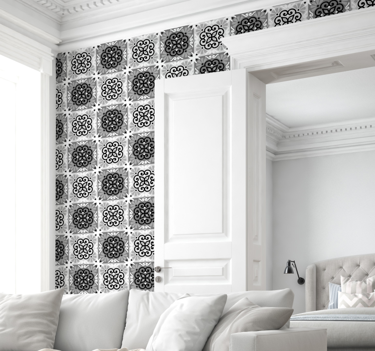 papel de parede ornamental Ornamento Preto - TenStickers