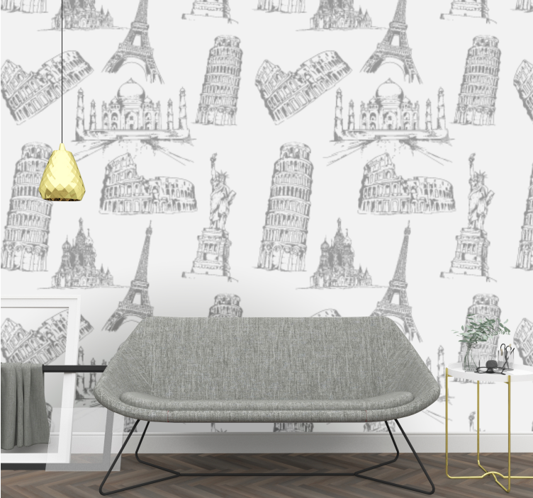 Papel  de parede outras cidades e países padrão dos monumentos - TenStickers