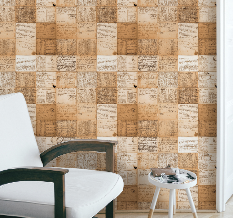 papel de parede outros vintage padrões de manuscrito - TenStickers