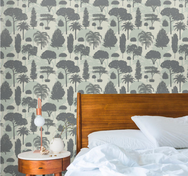 papel de parede paisagem padrão de silhueta de árvore - TenStickers