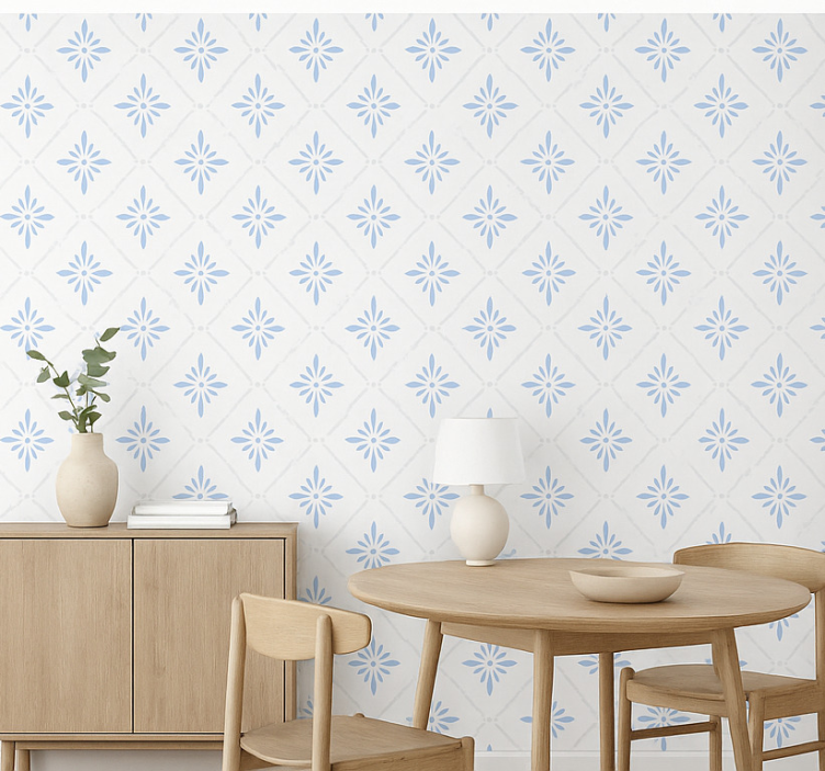 papel de parede para cozinha azulejos de losango azul - TenStickers