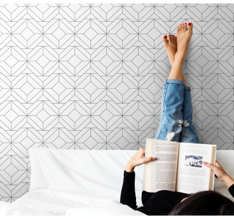 Papel de parede gabinete Padrão geométrico branco - TenStickers