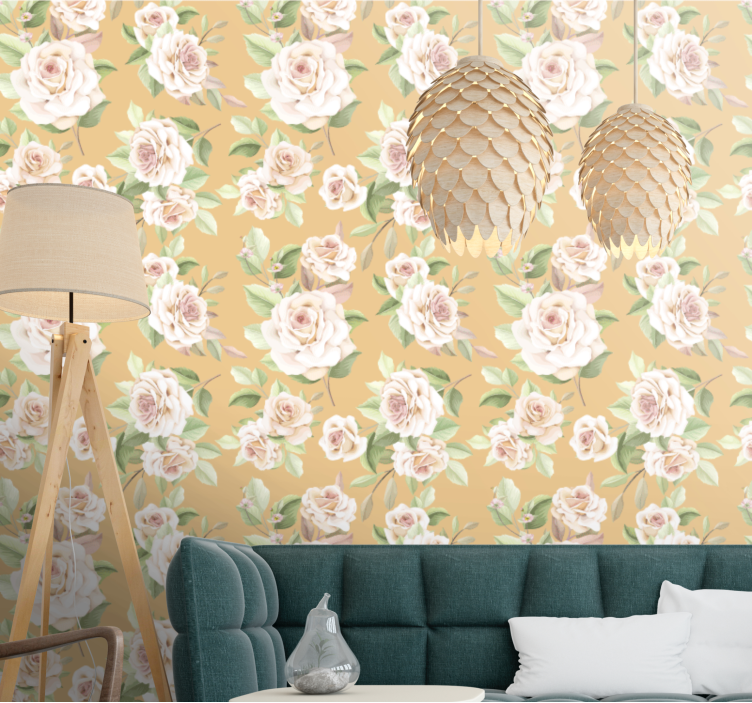 papel de parede para sala arranjo de rosas suaves - TenStickers