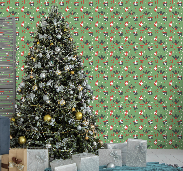 papel parede sala Padrão de doces de natal - TenStickers