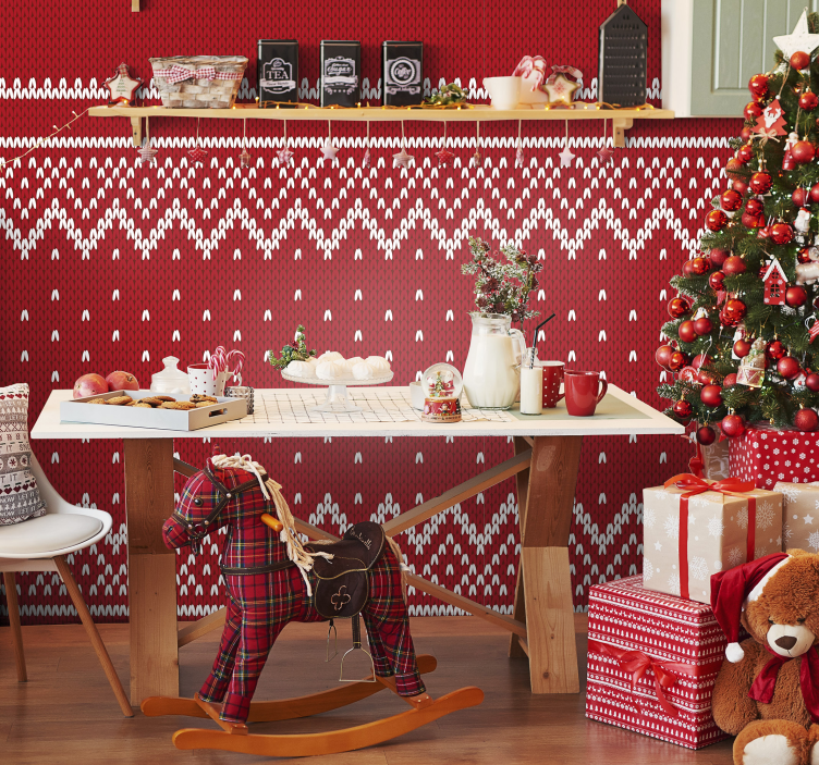 papel parede sala Padrão típico de natal - TenStickers