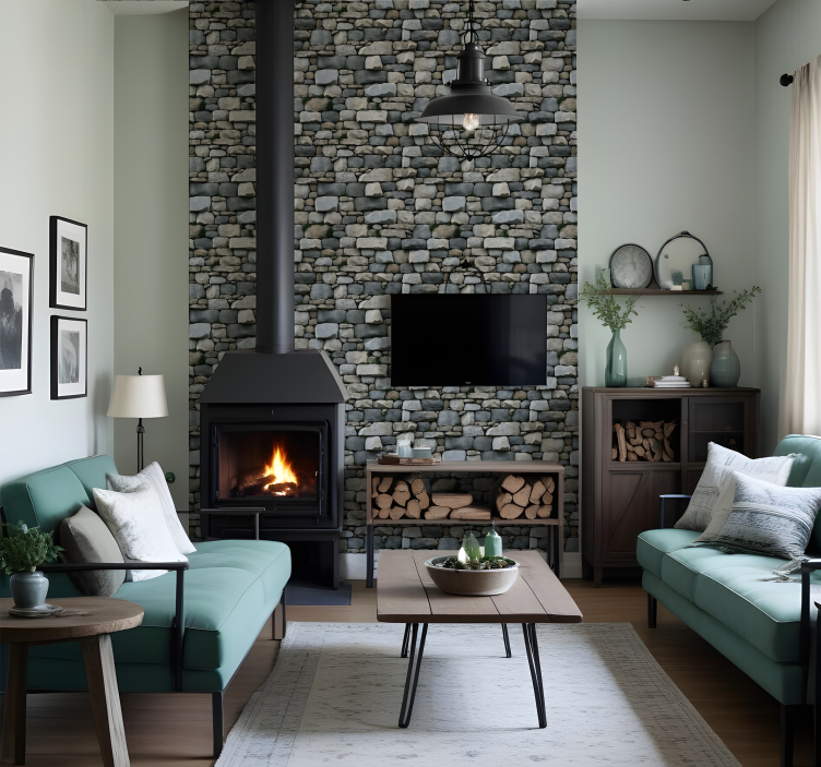 papel de parede pedra padrão realista - TenStickers