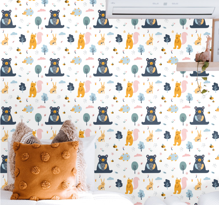 papel de parede quarto de bebé animais da floresta - TenStickers