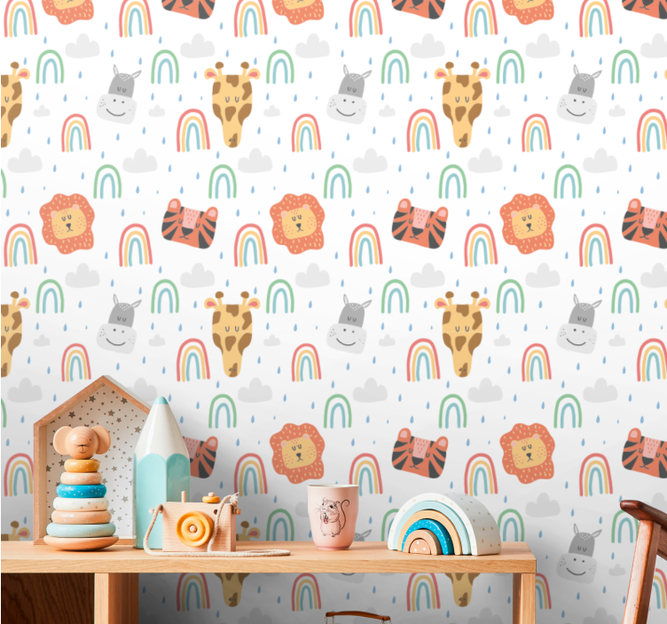 papel de parede quarto de bebé animais de safári - TenStickers