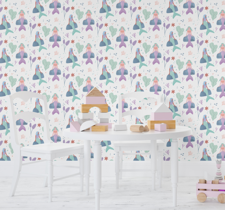 papel de parede infantil fantasia de sereia - TenStickers