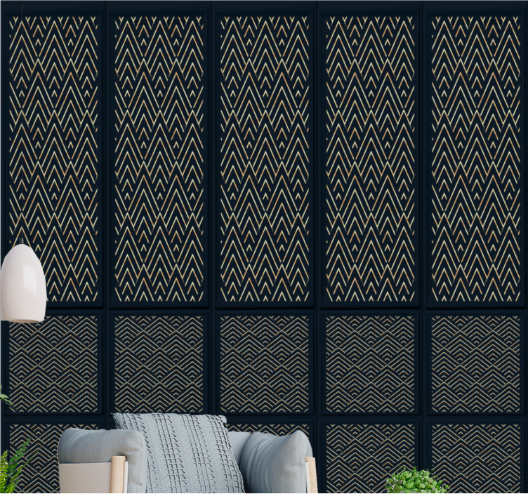 Papel de parede quarto de casal com linhas zigzag elegantes - TenStickers