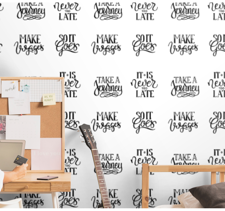 papel de parede para quarto Padrão de script motivacional - TenStickers