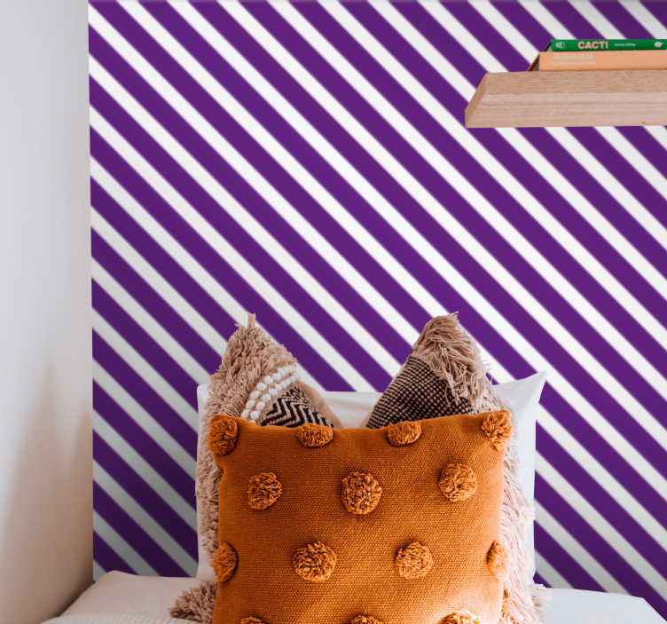Papel de Parede listras Padrão vertical branco e roxo - TenStickers