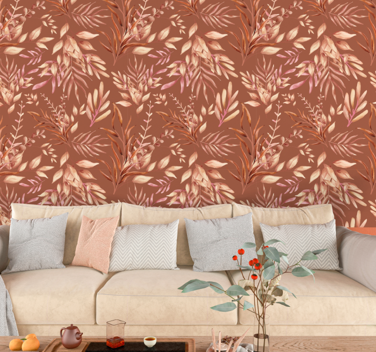 Papel de parede terracotta plantas tropicais - TenStickers
