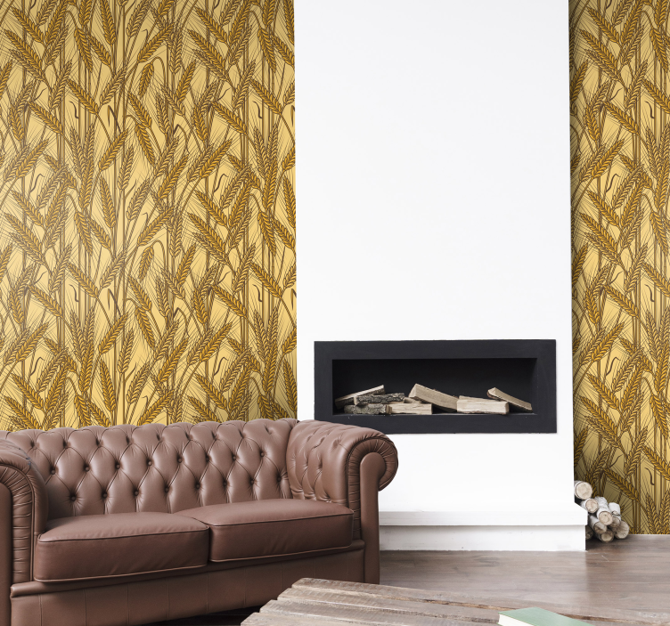 Papel de parede amarelo Campo vintage - TenStickers