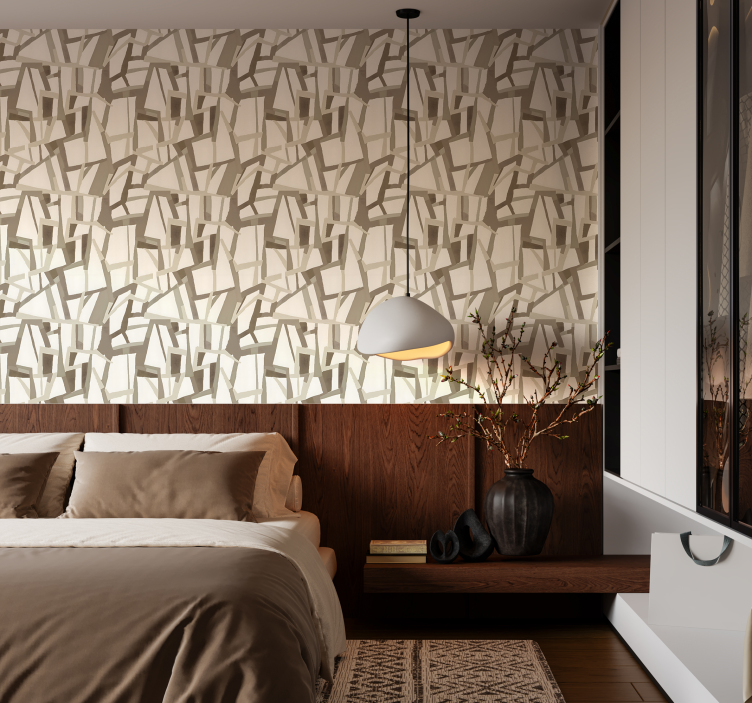 Papel de parede abstracto estilo nórdico bege - TenStickers