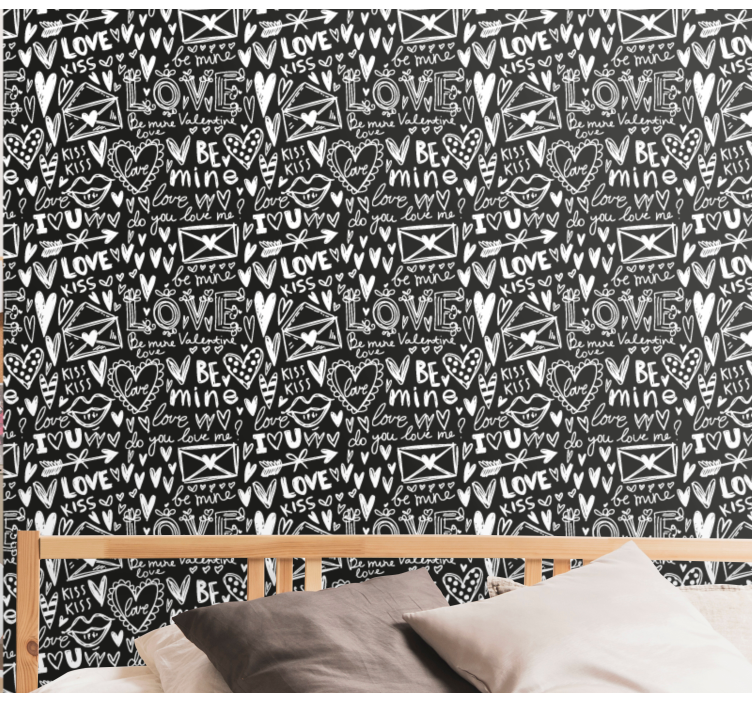 Papel parede juvenil coração de grafite - TenStickers