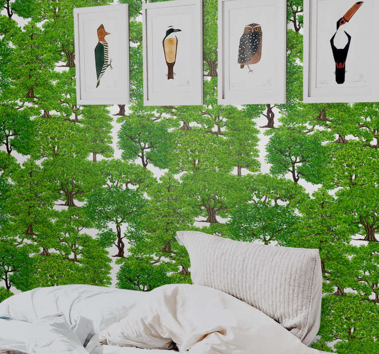papel de parede árvores Floresta verde com árvores - TenStickers