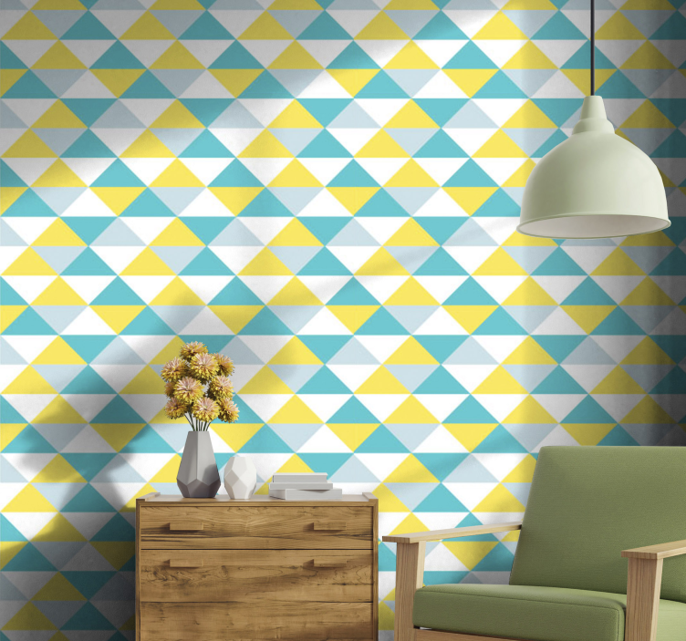 papel de parede azulejos Amarelo e tons de azulejo geométrico - TenStickers