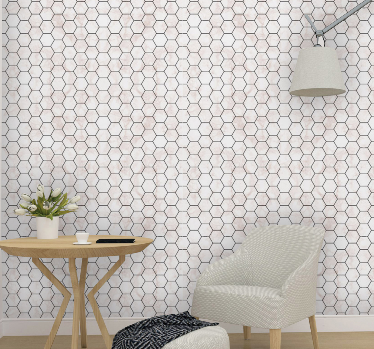 papel de parede azulejos Ladrilhos hexagonais de mármore - TenStickers