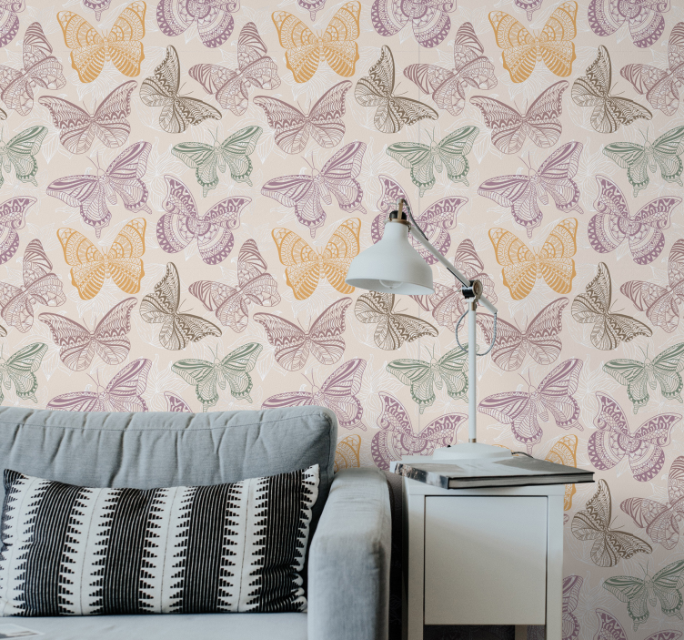 papel de parede borboletas Borboletas ornamentais coloridas - TenStickers