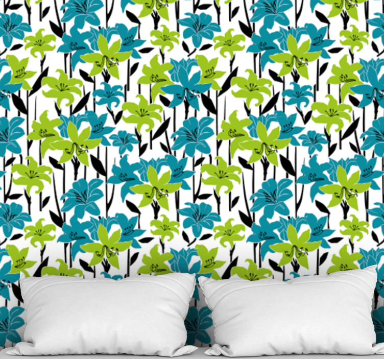 papel de parede casamento Desenho de estêncil de flores - TenStickers