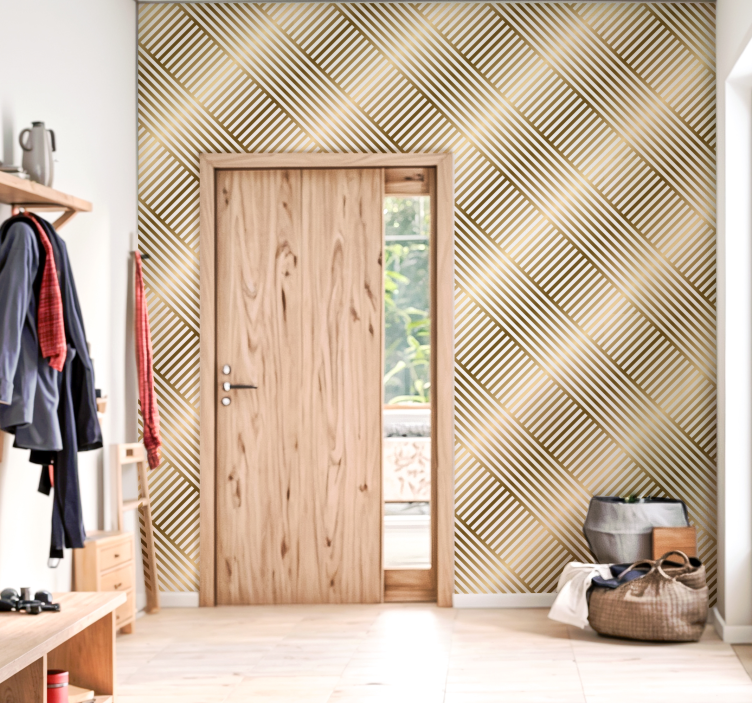 papel de parede entrada linhas geométricas de ouro - TenStickers
