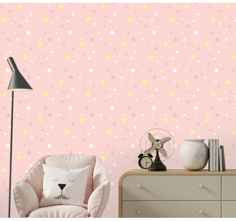 papel de parede estrelas Estrelas de fundo rosa - TenStickers