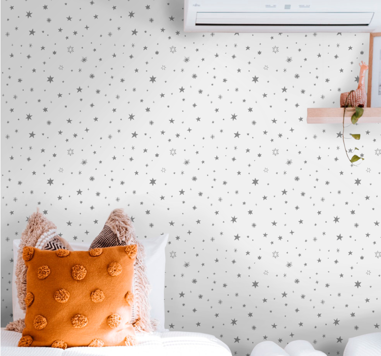 Papel de parede juvenil com estrelas brancas - TenStickers