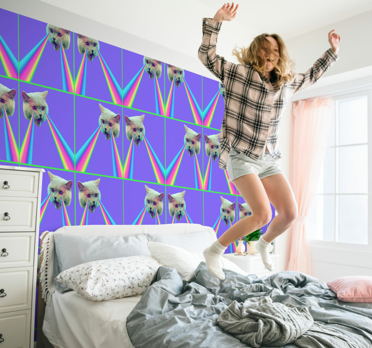 Papel de parede gatos Gato de laser de onda de vapor - TenStickers