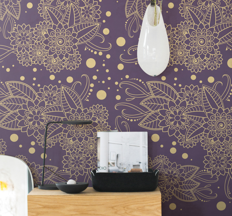 papel de parede ornamental Canto paisley floral - TenStickers