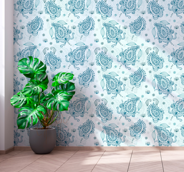 papel de parede ornamental Paisley floral - TenStickers