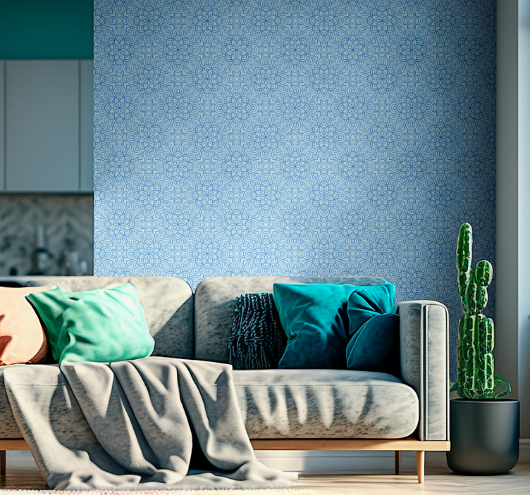 papel de parede outros vintage Flor de mandala azul - TenStickers