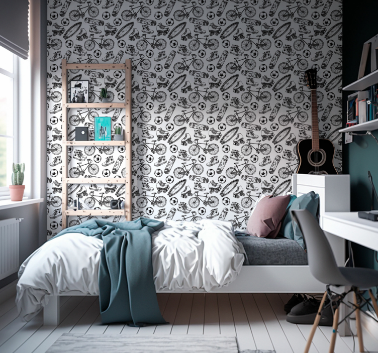 papel de parede outros vintage Rabiscos esportivos - TenStickers