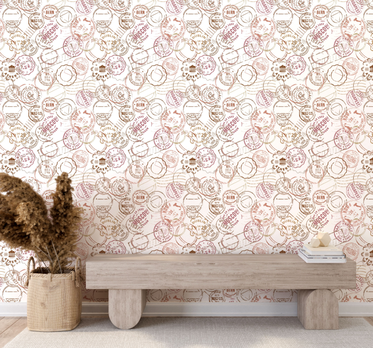 papel de parede outros vintage Selos retro - TenStickers