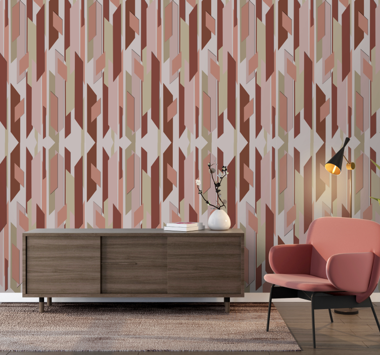 papel parede sala Peças Flutuantes Vermelhas - TenStickers