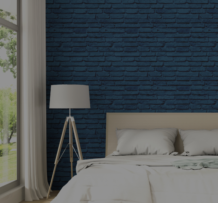 Papel de parede para quarto tijolo Tijolo azul - TenStickers