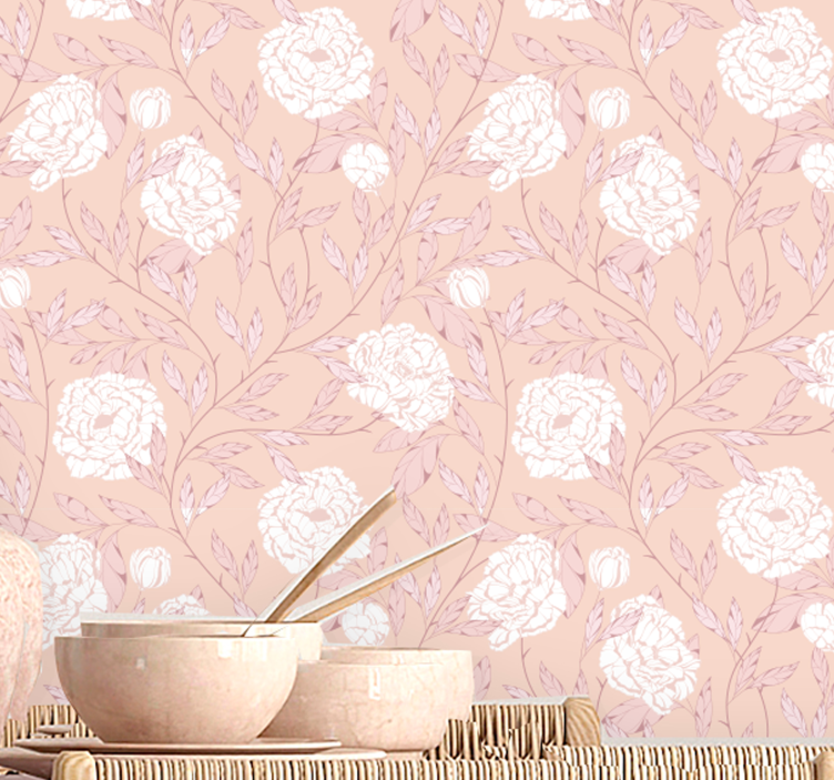 papel de parede vintage Rosas brancas estilo vintage - TenStickers