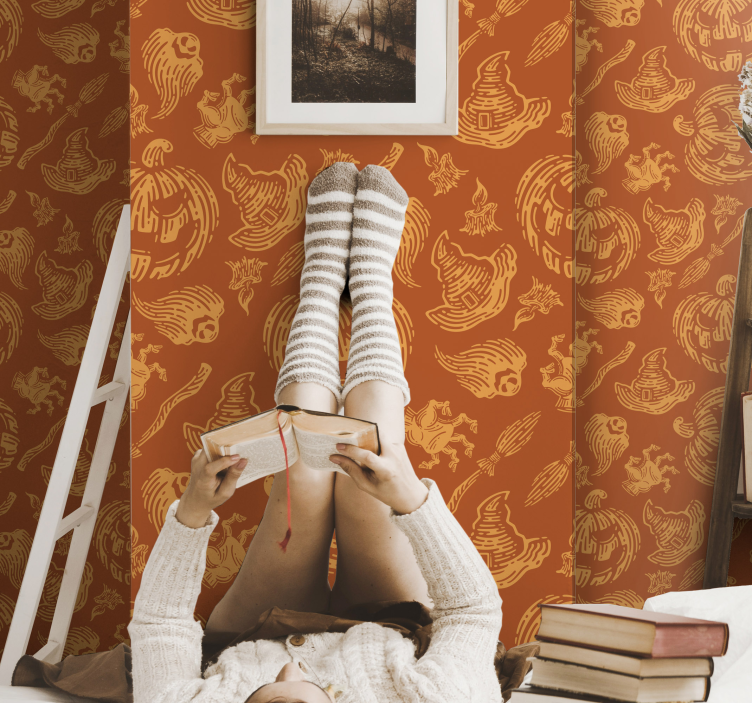 papel de parede para sala Elementos de halloween desenhados à mão - TenStickers