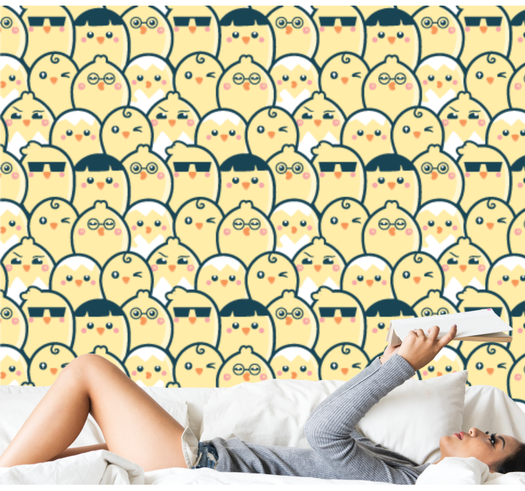 papel de parede para sala Garota amarela sem costura padrão - TenStickers