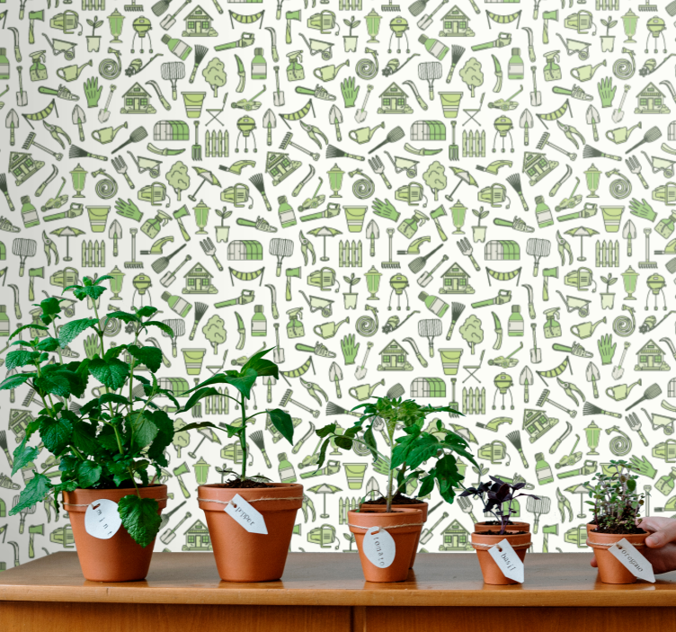 papel de parede para sala Jardinagem gree pattern - TenStickers