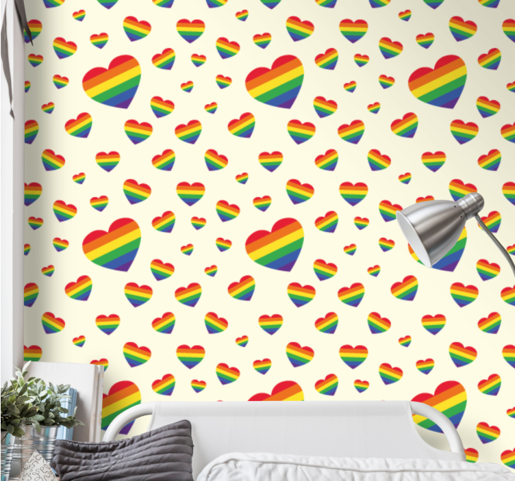 papel de parede para sala Orgulho gay plano em forma de coração - TenStickers
