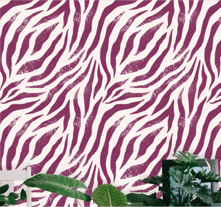 papel de parede para sala Padrão zebra roxo e branco - TenStickers