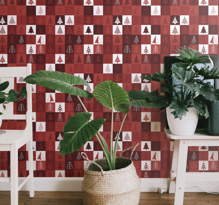 papel de parede para sala Patchwork de natal - TenStickers