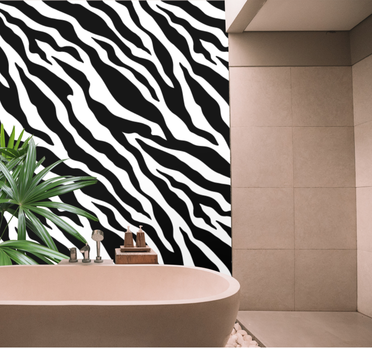 papel de parede para sala Zebra com estampa animal preto e branco - TenStickers
